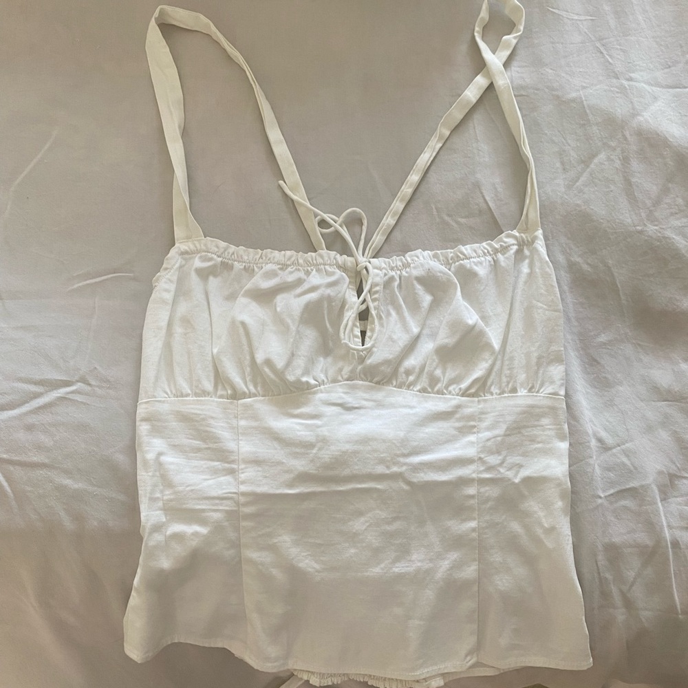 Reformation Lace Up Blouse